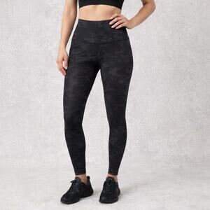 SPANX Black Camo High Waisted Leggings Sculpting Stretch Athleisure Core Med